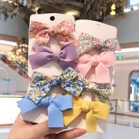 2Pcs/set Small Fresh Floral Bow Hair Clip Sweet Broken Hair Clip Headdress