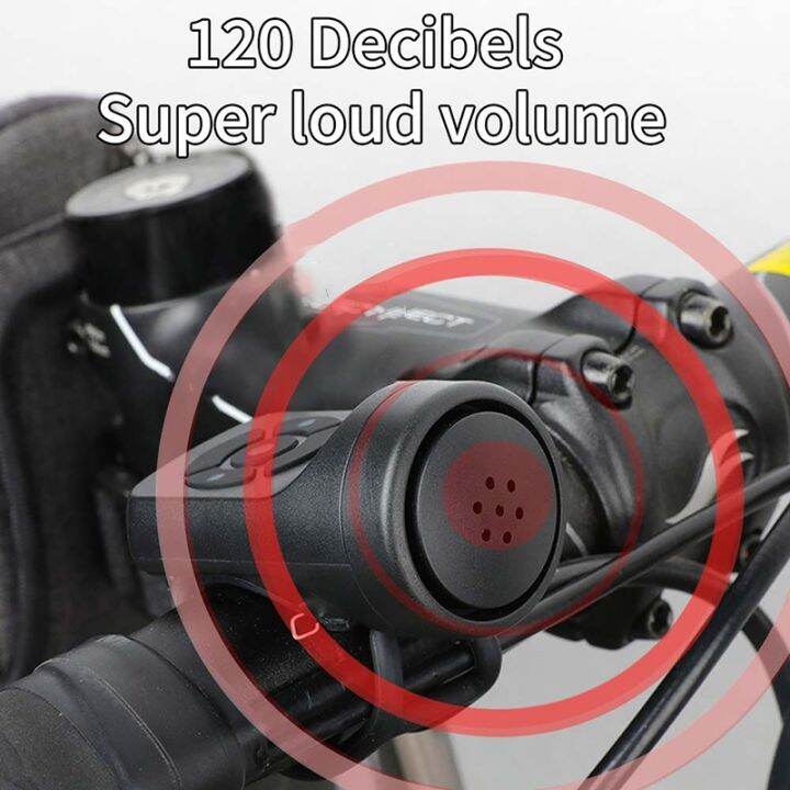 usb-rechargeable-bike-horn-120-db-bicycle-electric-bell-4-modes-super-loud-alarm-bell-waterproof-mountain-riding-anti-theft-bell