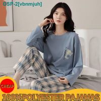 【LZ】❁❒▣  Conjuntos de pijama de poliéster feminino pijamas de desenho animado roupa caseira PJ roupas casuais tamanho grande 5XL primavera outono