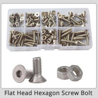 M3 M4 M5 M6ซ็อกเก็ต Hex หัวแบนหกเหลี่ยมสกรูเมตริกอ่อนนุช Bolt Assortment กระทู้ Countersunk 304สแตนเลสชุดชุด