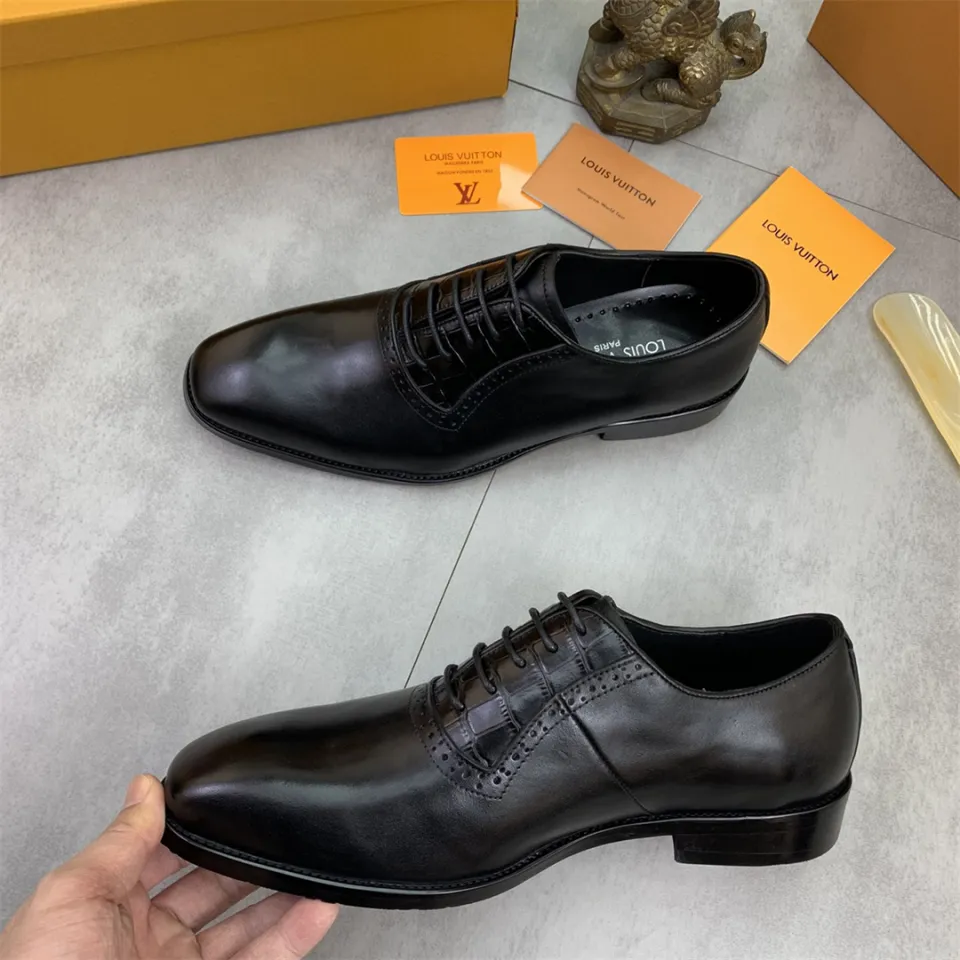 Original Luxury Men Shoes Formal Shoes lace shoe Vendome Flex Derby calf  leather Alligator pattern formal wear Suit shoes male shoe office 38~45  Size big shoe for men
