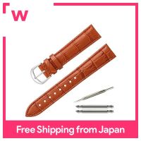 Calme Watch Belt หนังแท้ Croco สายนาฬิกาข้อมือหัวเข็มขัดพลาสติกหนังพิมพ์ลาย12-22มม. พร้อมคู่มือเปลี่ยน (21มม. สีน้ำตาล)