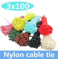 100pcs/bag 12 Color 3x100 3x100 Self-Locking Nylon Wire Cable Zip Ties Cable Ties White Black Organiser Fasten Cable