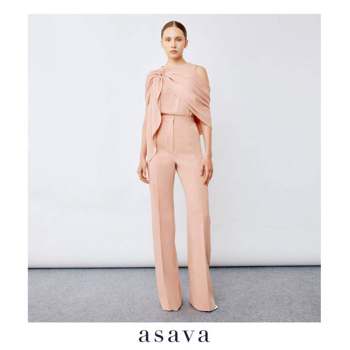 asava-aw22-asava-classic-high-waisted-straight-leg-pants-กางเกงผู้หญิง-อาซาว่า-เอวสูง-ทรงตรง-กระเป๋าเฉียง-ซิปหน้า