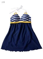 DOMIRICA Navy Strip Skirt Blouse Ladies One Piece Sexy Swimsuit Summer New Blue Casual Loose 3XL Plus Size Swimsuit Women