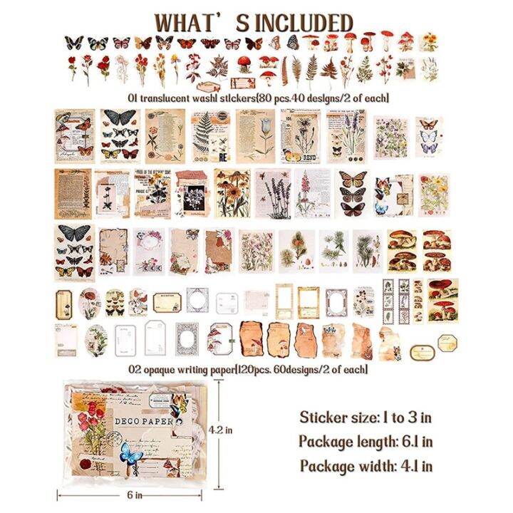 200-pieces-vintage-scrapbook-supplies-pack-for-junk-journal-planners-diy-paper-stickers-vintage-ephemera-pack-decoupage