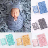 2 Pcs Baby Swaddling Wrap ผ้าห่มและหมอนชุดทารกแรกเกิดการถ่ายภาพ Props Hollow Lace ผ้าห่ม Girl Boy ถ่ายภาพอุปกรณ์เสริม