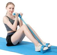 【YF】 Fitness 4 Tube Tension Trainer Foot Expander Equipment Sports Chest Pull Legs Latex Draw Rope Gym Resistance Bands