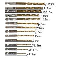 สว่านชุดเจาะ13ชิ้น Hss หัวเจาะไทเทเนียมเคลือบด้วย1/4 "ก้านหกเหลี่ยมทำงานสำหรับโลหะไม้อลูมิเนียมสีเหล็กบางแบบสุ่ม