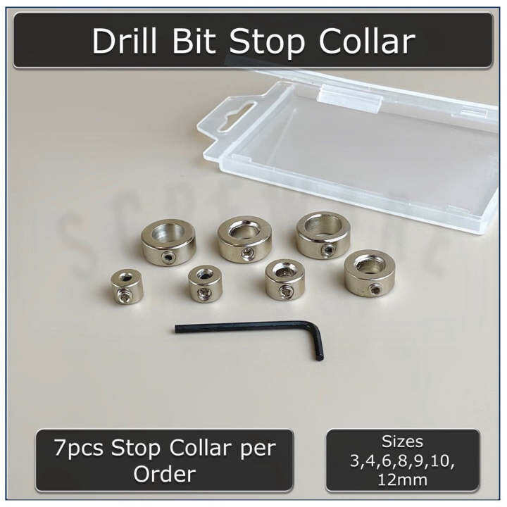 Drill Bit Depth Stopper (7pcs Stop per Order) Sizes 3/4/6/8/9/10/12mm