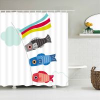 Japanese-style Lucky Cat Printed Bath Curtains Bathroom for Bathing Cover Creative Personality Shower Curtains Home Wall Decor