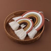 Macrame Rainbow Wall Hanging Decorative Colored Toy for Boho Home Decor Party Supplies Baby Shower Nursery Dorm Room Decor