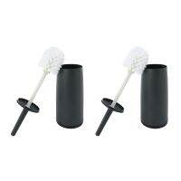 2X Toilet Brushes and Holders Toilet Bowl Brush with Holder Black for Bathrooms Modern Design Toilet Brush