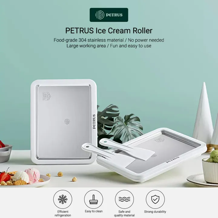 PETRUS PET035 Ice Cream Roller Instant Ice Cream Maker Pan with 2