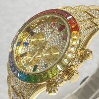 นาฬิกาข้อมือสุดฮอต699 2022แบรนด์หรู,นาฬิกาฮิปฮอปสีทองมิสฟ็อกซ์ผู้ชายแฟชั่นเพชรสีรุ้งกันน้ำนาฬิกากีฬานาฬิกาเหล็กเต็มเรือนอัจฉริยะผู้ชาย