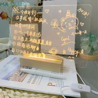 Wooden Base Led Note Board Acrylic Lamp Rewritable Night Light Transparent Message Board USB NightLight with Pen for Girls Gift Night Lights