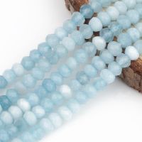 3x5mm Natural Faceted Aquamarine Rondelle Beads Tiny Round Loose Spacer Beads for Jewelry Making DIY Bracelets Earrings Supplies