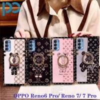 สุทธิคนดังเคสโทรศัพท์แฟชั่นหมีรุนแรงสำหรับ OPPO Reno6 Pro Reno7 Reno7 Pro Reno7 Z Reno7 SE แหวนโลหะแวววาวที่วางโทรศัพท์ฝาหลังเคส TPU นิ่ม