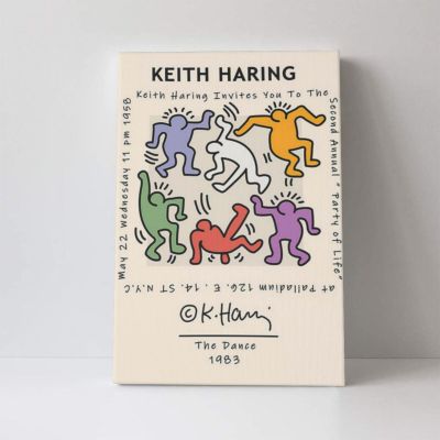 Keith Haring (ไร้กรอบ) คุณภาพสูงผ้าใบไร้กรอบตกแต่งภาพ16x24in (แนวตั้ง) ผ้าใบวาดภาพ,ตกแต่งผนัง,โปสเตอร์
