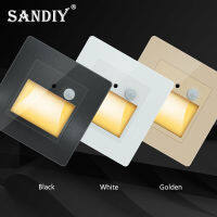 SANDIY Recessed Wall Lamps PIR Motion Sensor Stair Lights Led Night Light for Ladder Kitchen Bedroom Indoor Luminaire 110V220V