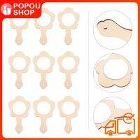 POPOUSHOP 10 ชิ้น DIY กระจกไม้ยังไม่เสร็จกระจกมือถือกระจกแต่งหน้าวัสดุ DIY