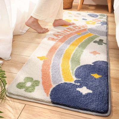 [COD] New short-pile living room bedroom carpet bedside dirt-resistant non-slip floor mat long strip water-absorbing