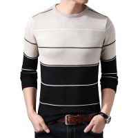 TFETTERS Mens Striped Sweaters Mens O-neck Slim Sweaters Men Knittwear Pullovers Fashion Sweater for Spring Autumn