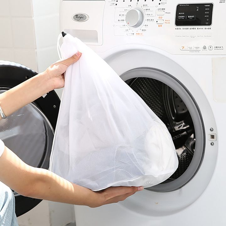 ถุงตาข่ายซักผ้าขนาดใหญ่ถุงซักผ้าตาข่ายละเอียดทนทานพร้อมสายรัดที่ล็อคได้สำหรับเสื้อผ้าขนาดใหญ่-1