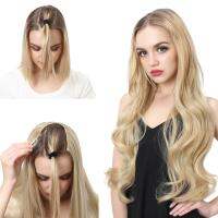 วิกผมสังเคราะห์ U Part Half Up Half Down And Head 34 Clip In Curly Black Blonde Dark Brown Hair Extensions 30 Inch Glueless ~