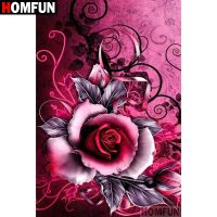 【hot】✓  HOMFUN Square/Round 5D Painting  Red flower  Embroidery A18717