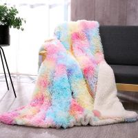 Caldwelllj Double side Rainbow Fluffy throw blanket Soft Bedspread on the bed plaid sofa blankets for beds hairy Bed Cover