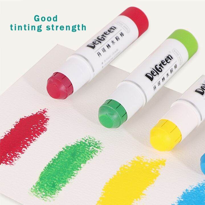 delgreen-artist-grade-solid-gouache-paint-sticks-pastels-crayons-soft-basic-macaron-12-18-colors-graffiti-water-soluble-crayons