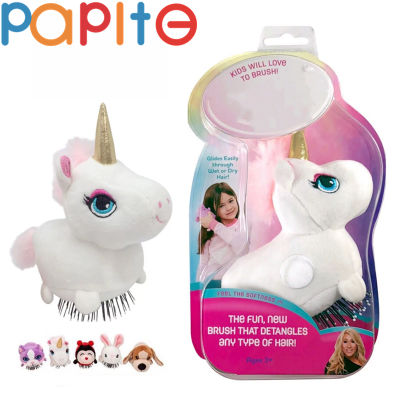 PAPITE【On Sale】Tangle Pets Hairbrush Childrens Animal Comb Massage Comb Plush Toy Unicorn Rabbit Toy for Kids