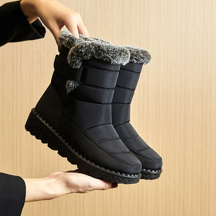 รองเท้ากันหนาวกันน้ำมีขนรองเท้าบูธที่ให้ความอบอุ่นสำหรับผู้หญิง-รองเท้ากันหนาวมีซับในรองเท้าใส่เดินสำหรับใส่ประจำวัน