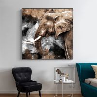 บทคัดย่อ Wild Elephant ภาพวาดผ้าใบโปสเตอร์และพิมพ์ Modern Wall Art รูปภาพสำหรับห้องนั่งเล่นห้องนอน Aisle Home Decor