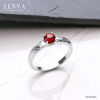 Lenya Jewelry  แหวนเงินแท้ ประดับพลอยโกเมน (Garnet) เสริมบุคลิกความมั่นใจ เสริมให้ร่ำรวย อัญมณีประจำเดือนมกราคม