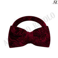 ANGELINO RUFOLO Bow Tie(โบว์หูกระต่าย) กำมะหยี่คุณภาพเยี่ยม ดีไซน์ Flora Velvet สีเลือดหมู/สีดำ