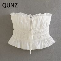 *Qunz เสื้อท็อป ผ้าลินิน แฟชั่น 2721