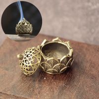 Retro Copper Small Lotus Pocket Hollow Out Incense Stick Burner Brass Incense Holder with Cover Sandalwood Cense Home Decoration