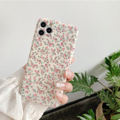 【CC】 Korea Floral for Iphone 14 13 12 X XSmax XR 7 Soft Pink Matte Back Cover