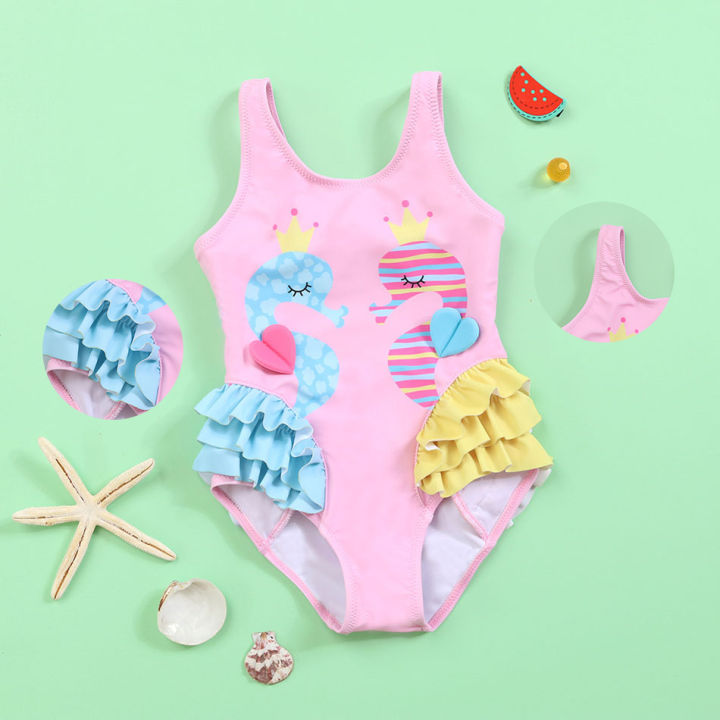 ชุดว่ายน้ำเด็กทารกหญิง-ฤดูร้อนชุดว่ายน้ำเด็กสีชมพูวันเกิด-jumpsuit-เด็ก2-6ปี-cosplay-ชุดว่ายน้ำชุดทะเล
