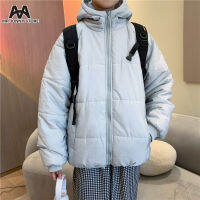 MJ ผู้ชาย Hooded Down Cotton Coat หนาสีทึบ Cotton Coat Simple หลวมและ Warm Cotton Coat