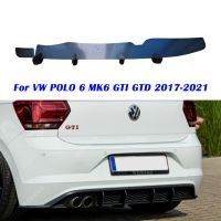 ตัวกระจายกันชนหลัง4ครีบด้านหลังตัวแยกริมฝีปากสปอยเลอร์สำหรับ VW POLO 6 MK6 GTI GTD 2017-2021ชุด Bodykits ปรับแต่ง ABS สีดำ