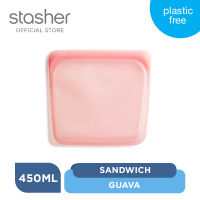 Stasher Sandwich Reusable Silicone Bag 450ml Guava Plastic Free ถุงซิลิโคน Food Grade/ถุงเก็บอาหาร/ถนอมอาหาร