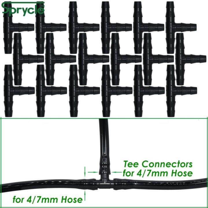 sprycle-20-100pcs-1-4-inch-connector-joint-tee-drip-irrigation-dripper-watering-garden-tools-for-4mm-7mm-pipe-hose-greenhouse