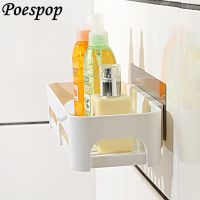 ﹍◊✚ POSEPOP Plastic Kitchen Bathroom Corner organizer Shower Shelf Storage Suction Basket Shampoo Rack decorative wall shelf