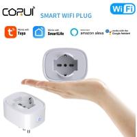 CORUI Tuya WiFi Smart Plug Outlet Socket Power Monitor Smart Life App รีโมทคอนลทำงานร่วมกับ Alexa Home Italy Standard