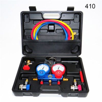 R134A/410 AC เครื่องปรับอากาศ Dual Manifold Gauge Set Double Table Fluorine Refrigeration Auto Diagnostic Tools