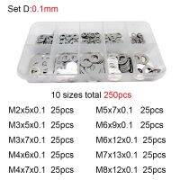 250Pcs M2 M3 M4 M5 M6 M7 M8 304 Stainless Steel Ultra Thin Flat Washer Adjusting Shim Plain Gasket Assortment Kit Set Box DIN988 Nails Screws  Fastene