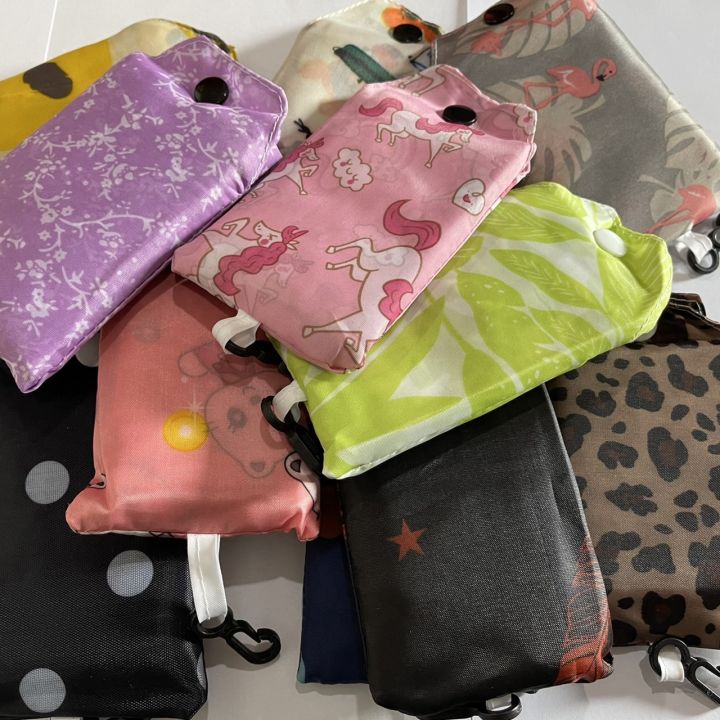 ถุงผ้าช้อปปิ้ง-กระเป๋าช้อปปิ้งพับได้-ถุงช้อปปิ้ง-ถุงผ้าพับได้-ลดโลกร้อน-พกพาสะดวก-ถุงผ้า-ใบใหญ่-คละลาย-คละสี